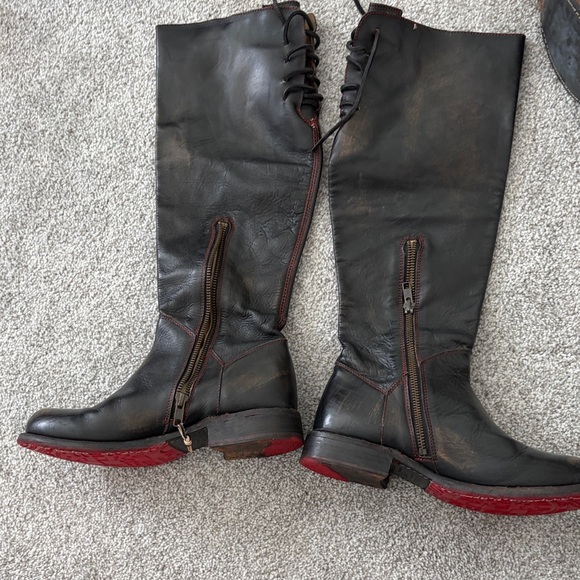 BED|STU Red and Black Leather Footwear - Picture 3 of 3